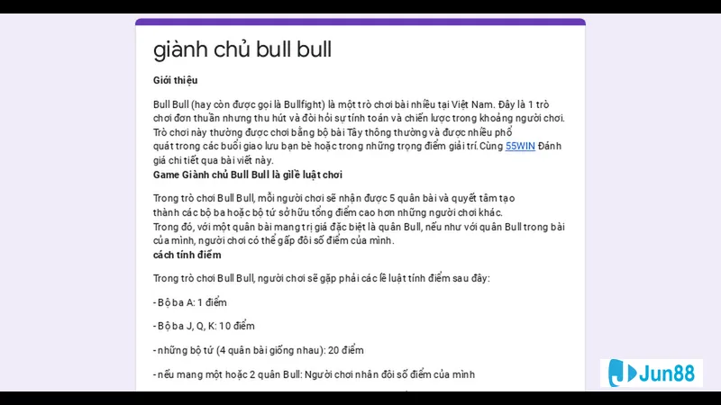 Trò chơi bài Bull Bull đầy hấp dẫn