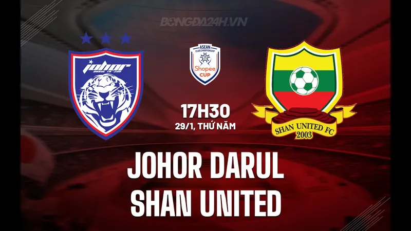 Cầu thủ Johor DT và Shan Utd đấu tranh quyết liệt trên sân cỏ